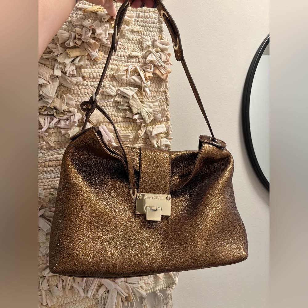 LAST CHANCE Jimmy Choo Metallic Brown Shoulder Bag